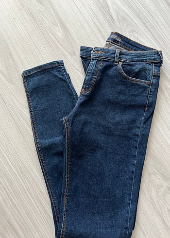 m Beden Düğmeli Mavi Kadın Midi Jean