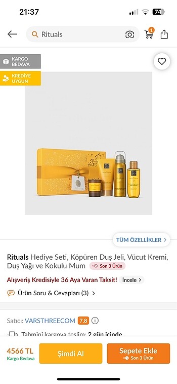  Beden Renk Rituals Duş Seti