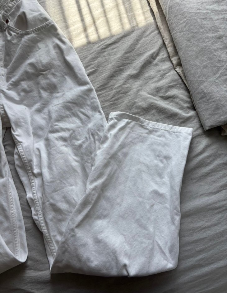 Beyaz Kadın Geniş Kesim Midi Pantolon - Görsel 3