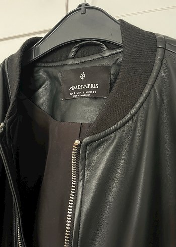 Siyah Kadın Deri Bomber Ceket - Görsel 3