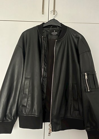Siyah Kadın Deri Bomber Ceket - Görsel 2