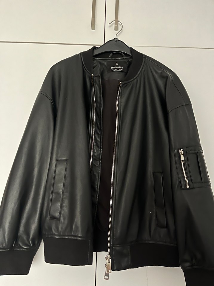 Siyah Kadın Deri Bomber Ceket - Görsel 2