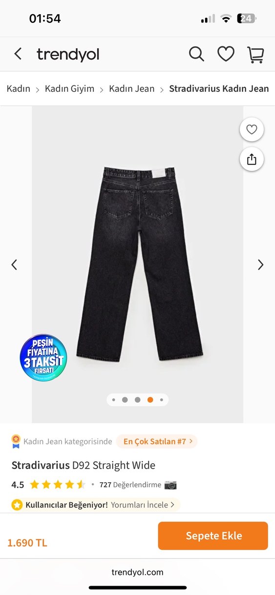 Stradivarius D92 Antrasit Regular Fit Kadın Jean - Görsel 2