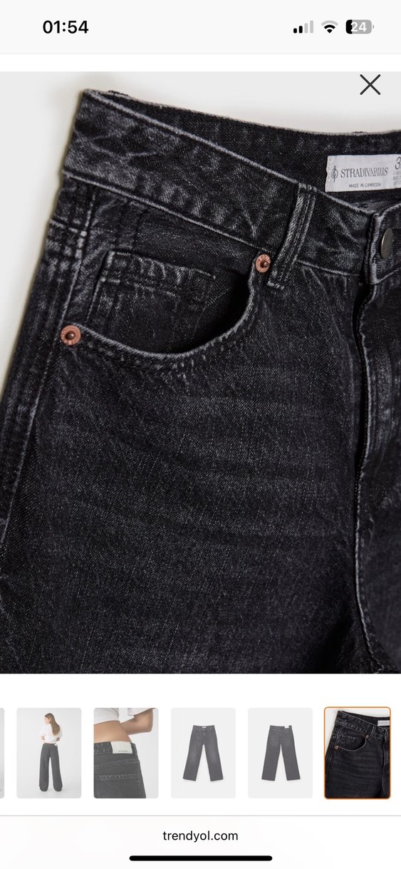 Stradivarius D92 Antrasit Regular Fit Kadın Jean - Görsel 3