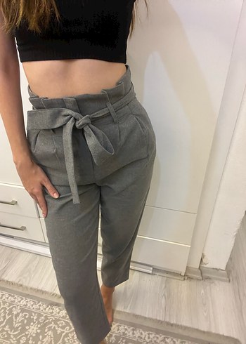 Gri Kemerli Kadın Pantolon - Görsel 5