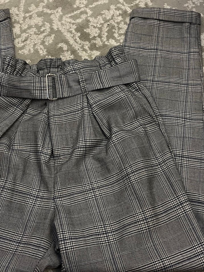 Gri Kuşaklı Kadın Kumaş Pantolon - Görsel 4