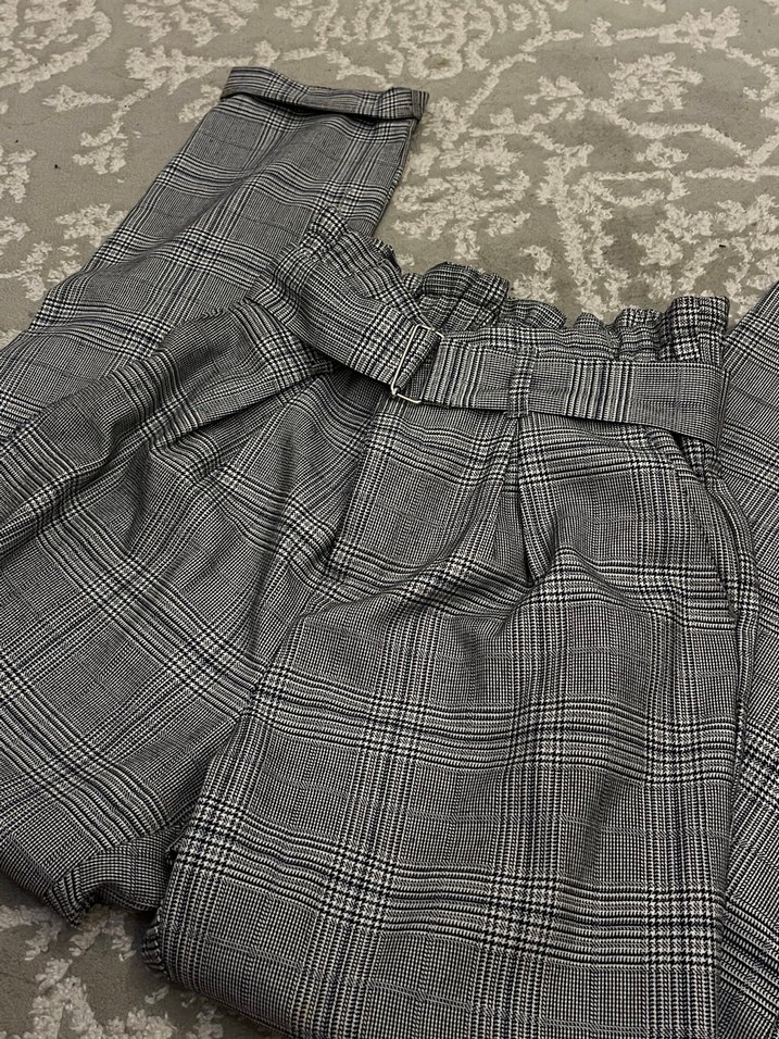 Gri Kuşaklı Kadın Kumaş Pantolon - Görsel 2