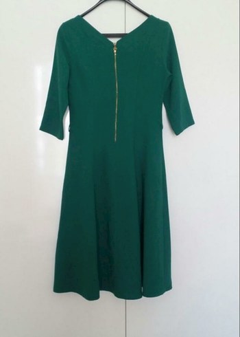 Yeşil Midi Kloş Elbise - Görsel 3