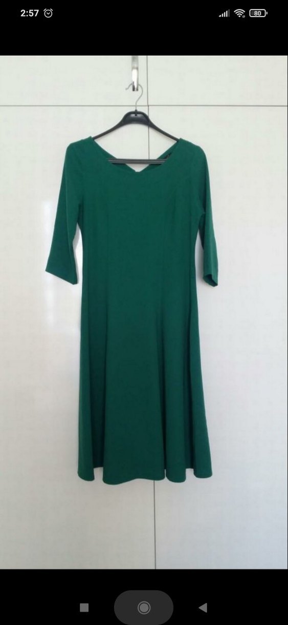 Yeşil Midi Kloş Elbise - Görsel 2