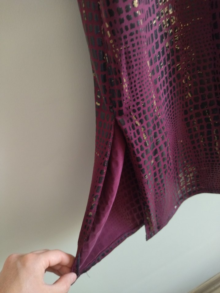 Bordo Yılan Desenli Elbise - Görsel 3