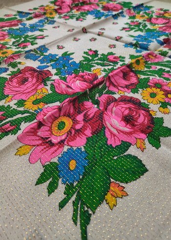 Vintage Yün eşarp -rus şalı - Görsel 3