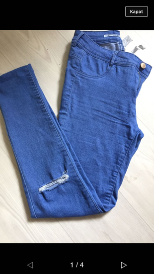 Yüksek bel açık mavi jean 