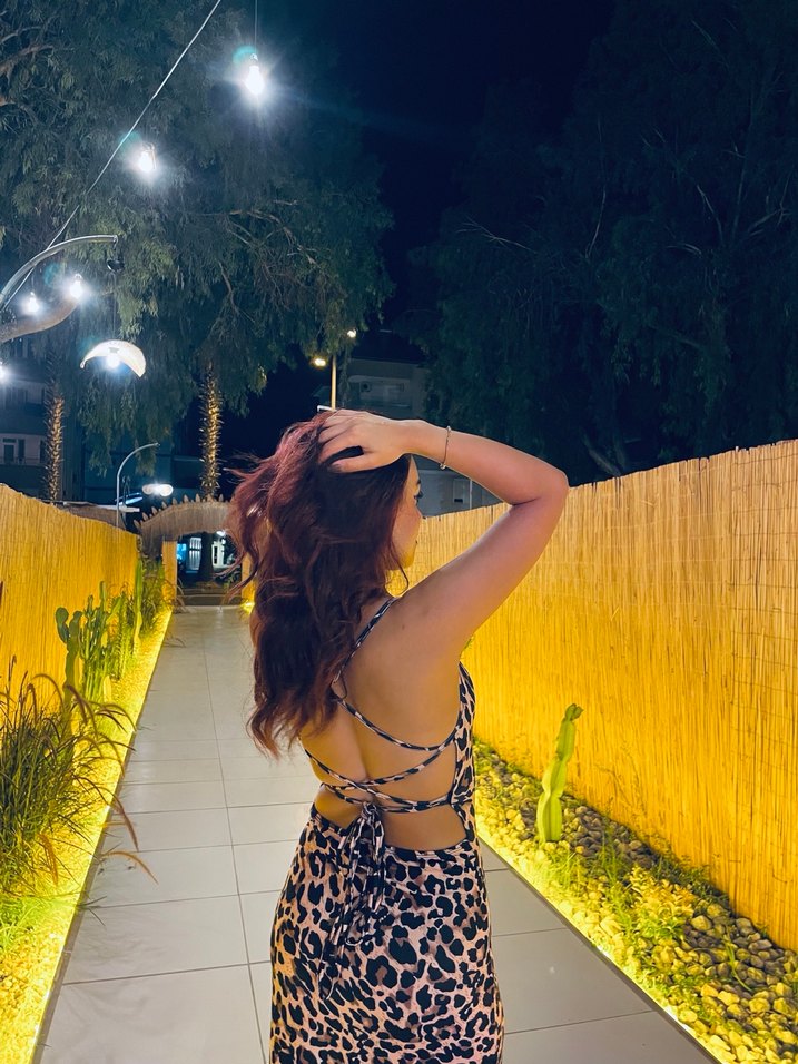 Leopar Desenli Sarı Uzun Elbise - Görsel 2