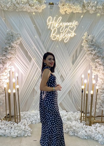 Siyah Puantiyeli Uzun Askılı Elbise - Görsel 2