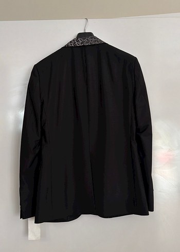 Klasik Siyah Yılan Desenli Düğmeli Erkek Takım Elbise - Görsel 6