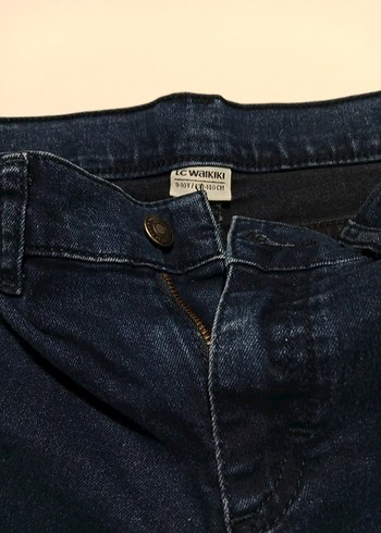 kız çocuk Parlak Lacivert Kemerli Denim Pantolon