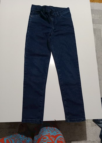 9 Yaş Beden kız çocuk Parlak Lacivert Kemerli Denim Pantolon