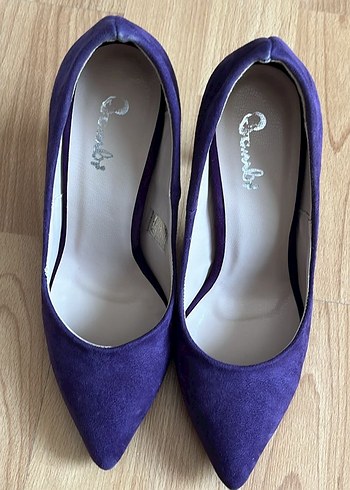 Bambü Mor Süet Stiletto Topuklu Kadın Ayakkabı - Görsel 3