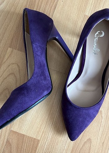 Bambü Mor Süet Stiletto Topuklu Kadın Ayakkabı - Görsel 4