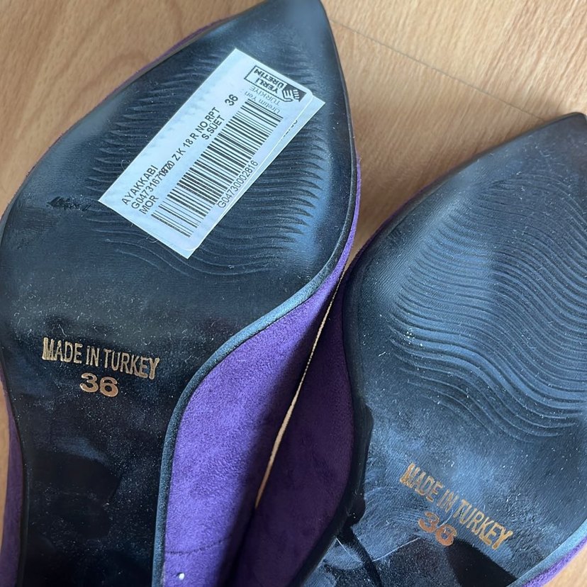 Bambü Mor Süet Stiletto Topuklu Kadın Ayakkabı - Görsel 5