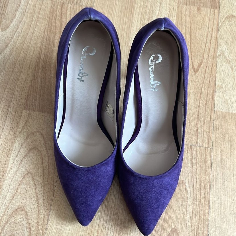 Bambü Mor Süet Stiletto Topuklu Kadın Ayakkabı - Görsel 3