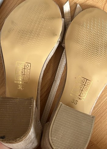 Bej Süet Tokalı Kadın Topuklu Sandalet - Görsel 6