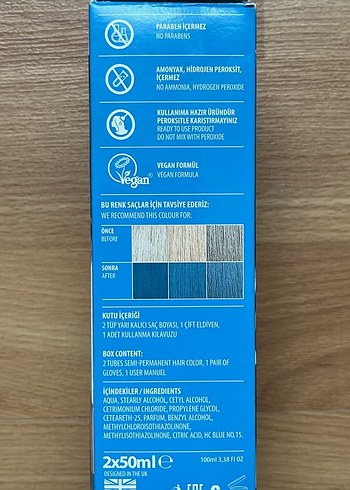 Color Rebel London Yarı Kalıcı Saç Boyası Mavi - Görsel 6