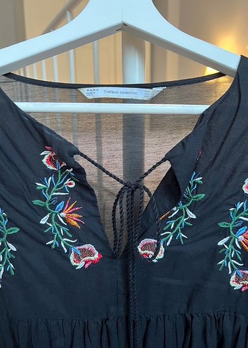 Nakış Detaylı Siyah Bohem Uzun Kollu Bluz - Görsel 3