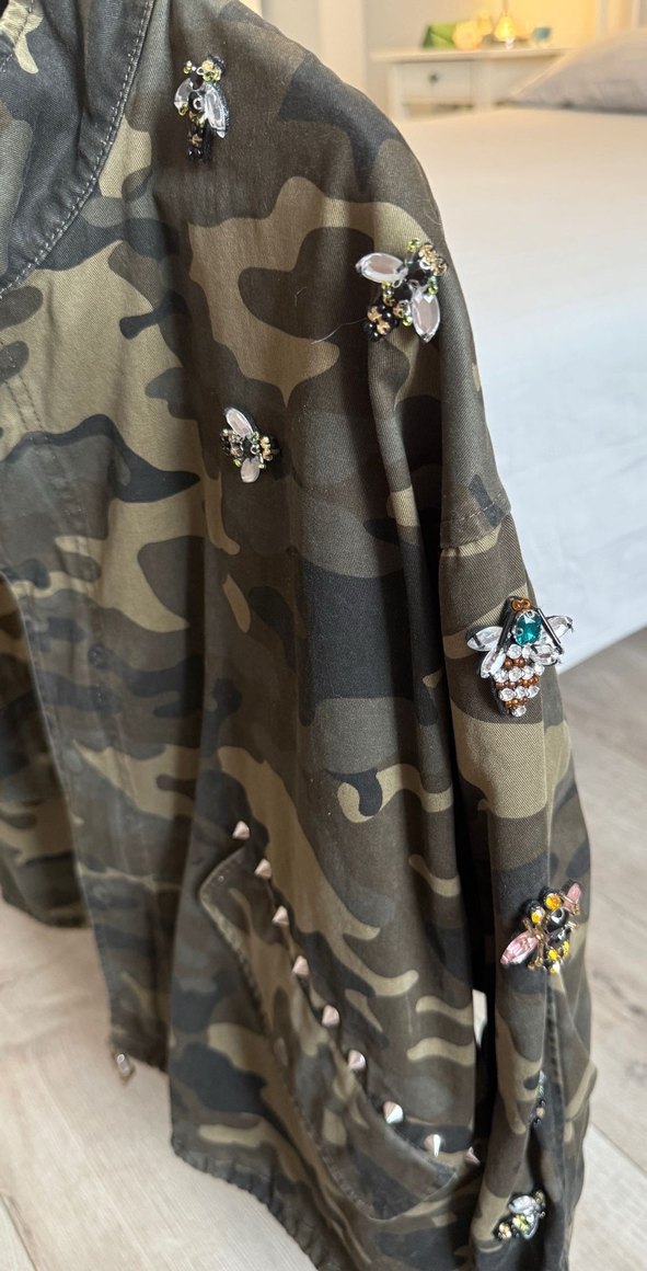 Kadın Kamuflaj Desenli Düğmeli Ceket - Görsel 4