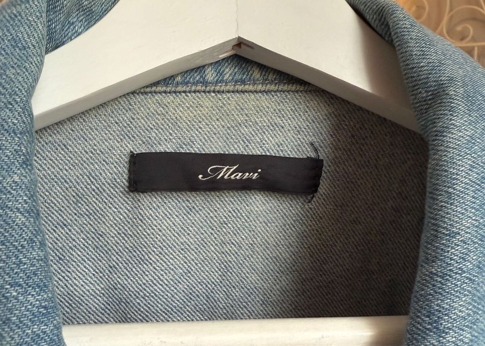 Düğmeli Mavi Kadın Denim Ceket - Görsel 3