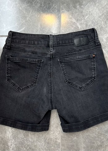 Koyu Gri Mini Denim Şort - Görsel 2