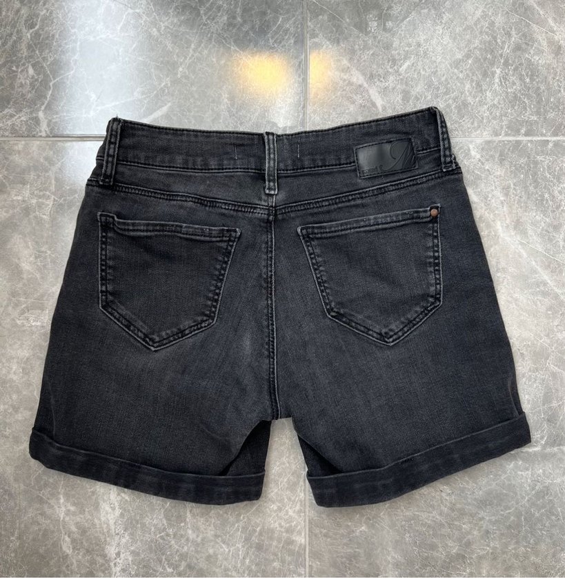 Koyu Gri Mini Denim Şort - Görsel 2