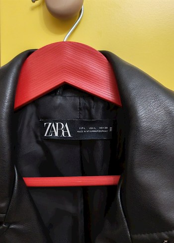 Zara Siyah Deri Kadın Biker Ceket - Görsel 3