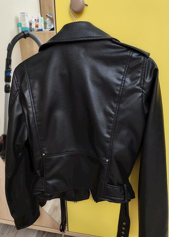 Zara Siyah Deri Kadın Biker Ceket - Görsel 2