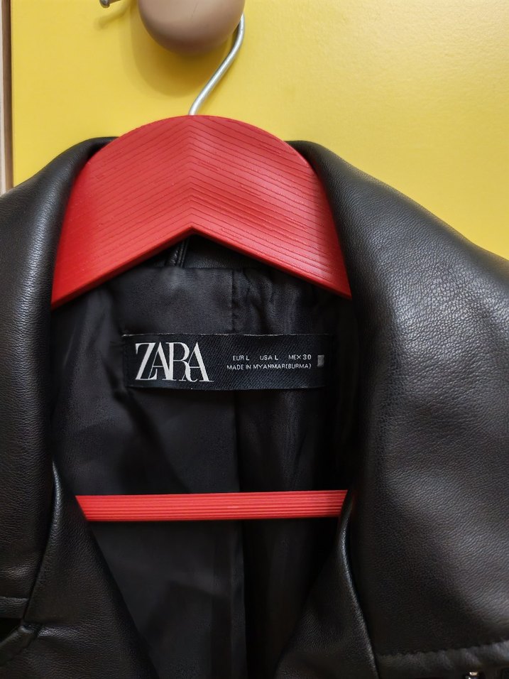 Zara Siyah Deri Kadın Biker Ceket - Görsel 3