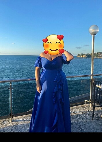 diğer Beden mavi Renk ABİYEFON MAVI SATEN ELBISE