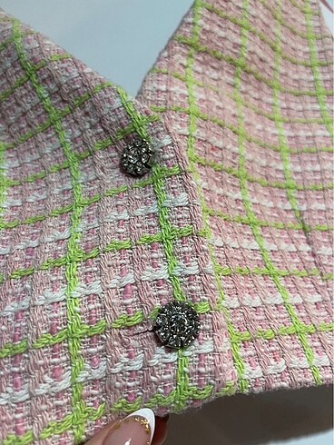 Zara Zara Taş Düğmeli Crop Yelek
