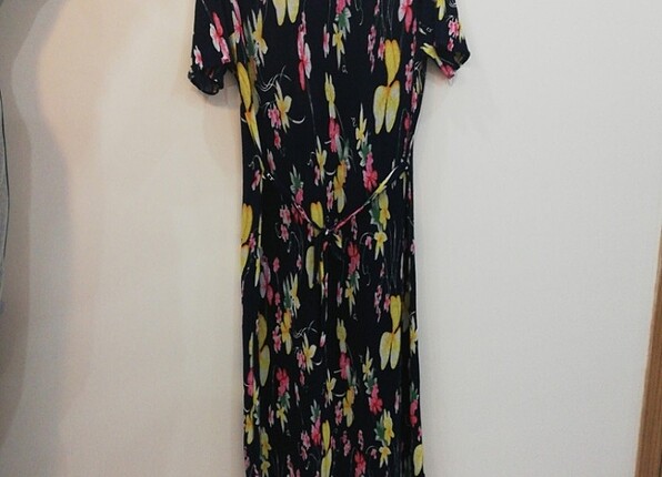 Likrali polyester uzun yazlik elbise
