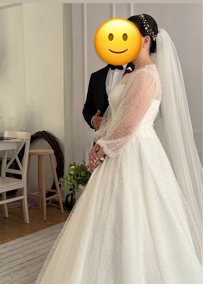 Tasarım inci işlemeli gelinlik - Görsel 2