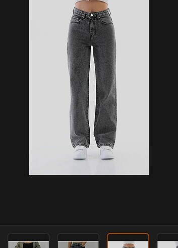 Bershka Füme Wide Leg Jean Kot Pantolon
