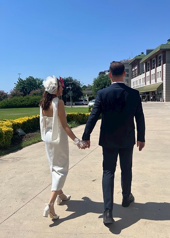 Betty & Sam Monique Straplez Beyaz Kalem Elbise - Görsel 3