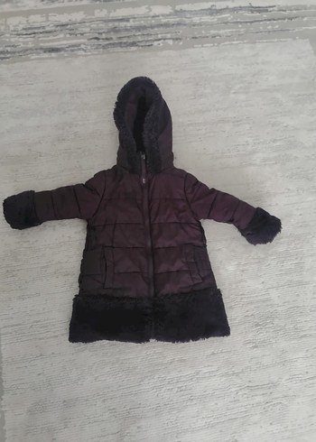 Kız Çocuk Mor Kürklü Kapüşonlu Mont - Görsel 2