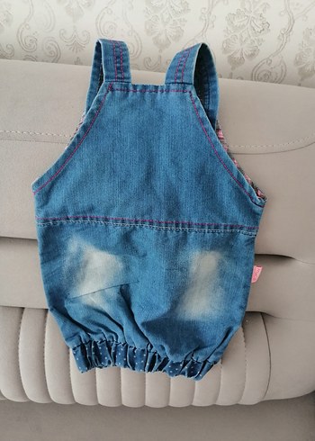 Kız Çocuk Nakışlı Kot Tulum - Görsel 6