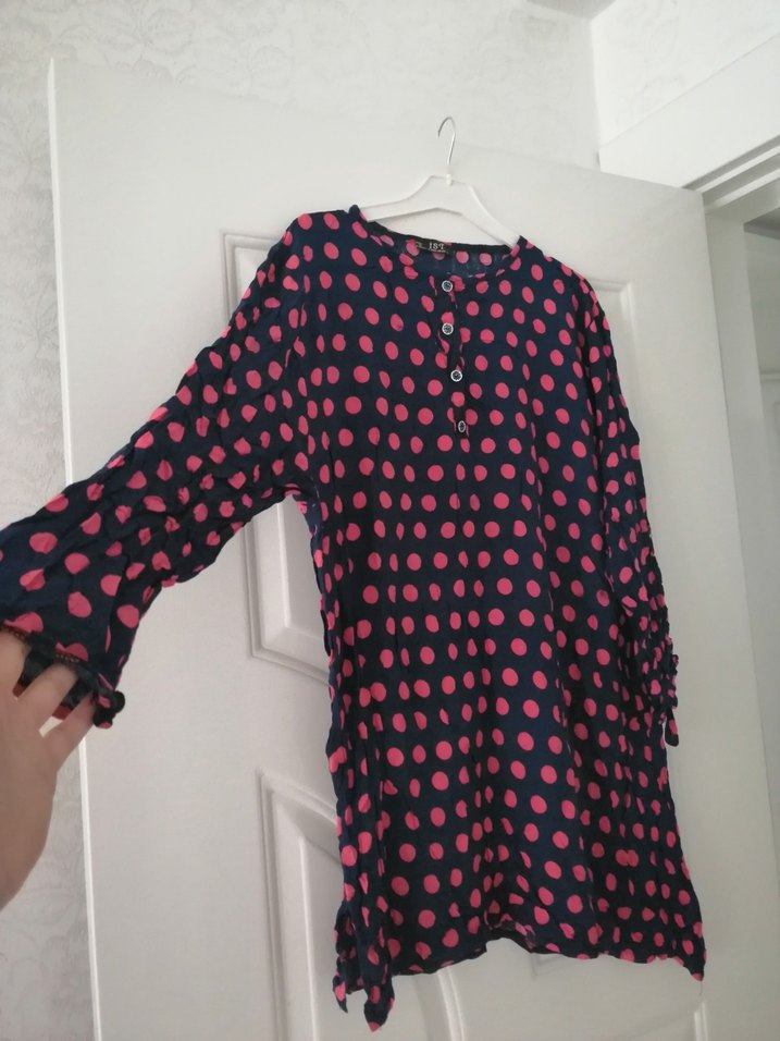 Puantiyeli Düğmeli Pamuklu Tunik - Görsel 2