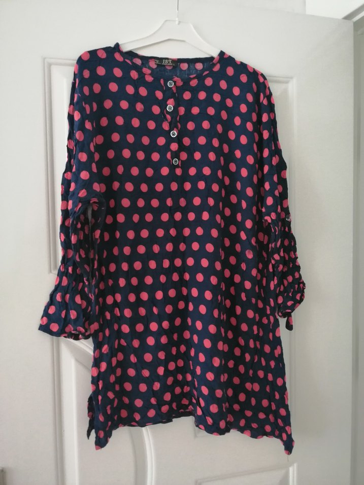 Puantiyeli Düğmeli Pamuklu Tunik - Görsel 4