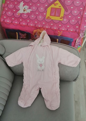 Pembe Kapüşonlu Bebek Kız Tulumu - Görsel 5