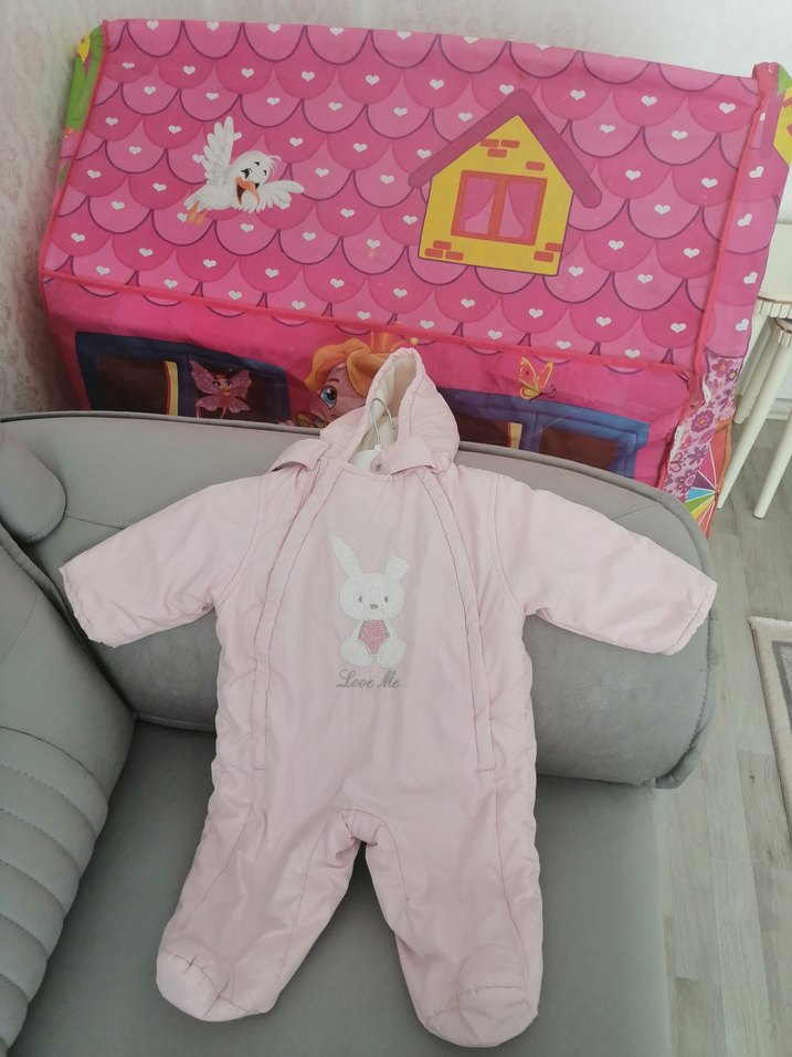 Pembe Kapüşonlu Bebek Kız Tulumu - Görsel 3