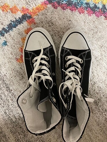 38 Beden siyah Renk Converse Tabanlı Kadın Ayakkabı 