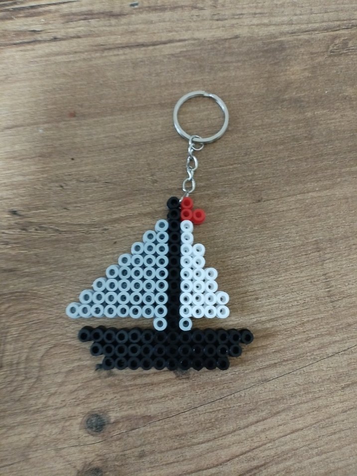 Renkli Boncuklu Turuncu Punk Anahtarlık - Görsel 3