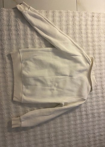 Erkek Beyaz Yarım Fermuarlı Sweatshirt - Görsel 3